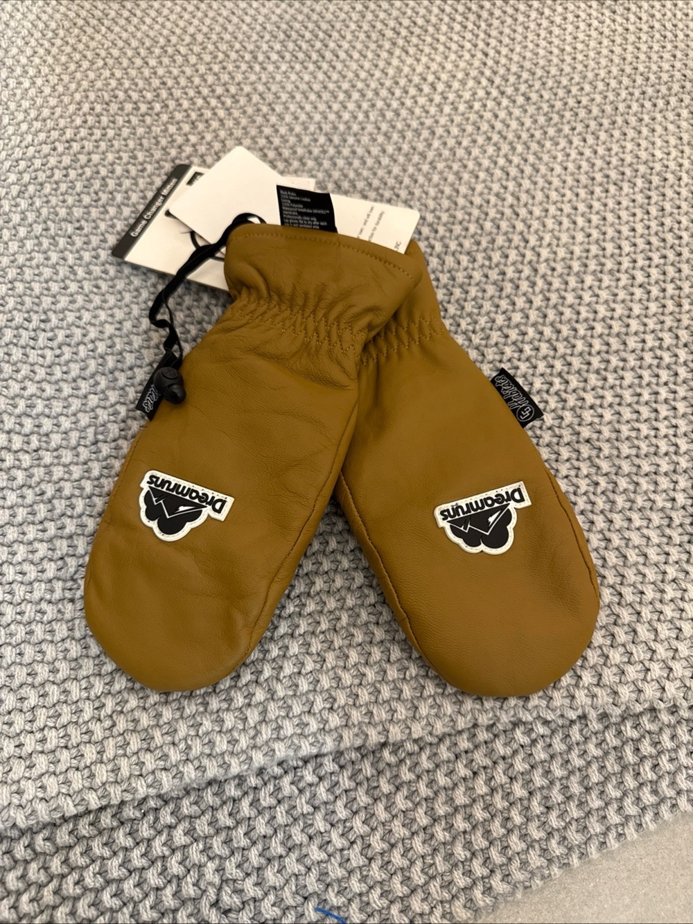 Brown Leather Mittens New size xsmall